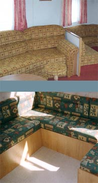 Photograph of an interior of a caravan